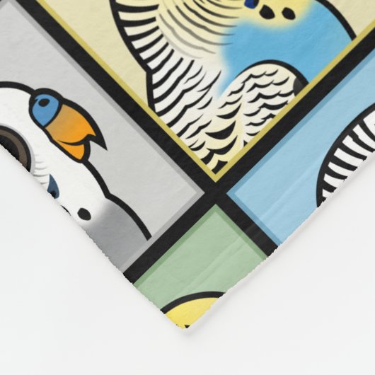 Vier Kleur Budgies Fleece Deken (Hoek)