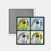 Vier kleuren Budgies Magneet (Voorkant / Achterkant)