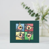 Vier kleuren-Cockatiel Briefkaart (Staand voorkant)