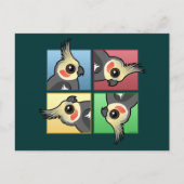 Vier kleuren-Cockatiel Briefkaart (Voorkant)