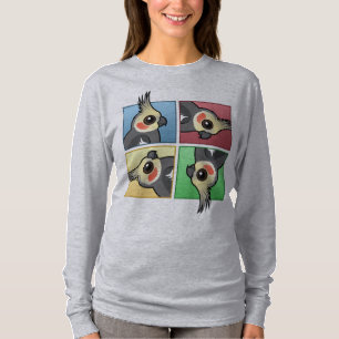 Vier kleuren-Cockatiel T-shirt