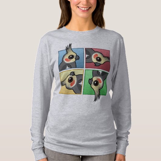 Vier kleuren-Cockatiel T-shirt (Voorkant)