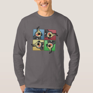 Vier kleuren-Cockatiel T-shirt