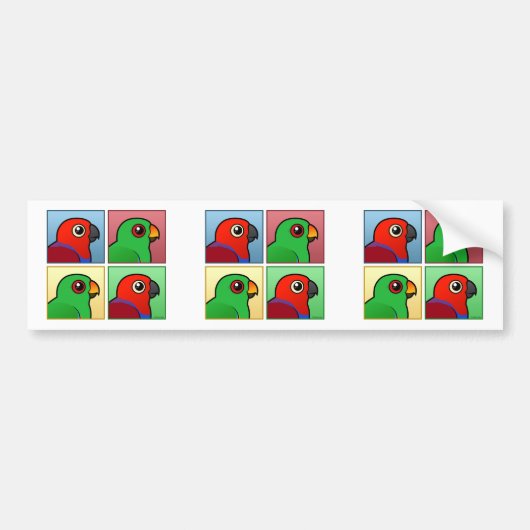 Vier kleuren-eclectus bumpersticker (Voorkant)