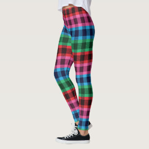Vier kleuren geruite patroon leggings