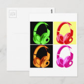 Vier kleuren Hoofdtelefoon Pop Kunsthoofd Telefoon Briefkaart (Voorkant / Achterkant)