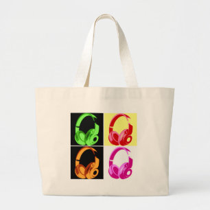 Vier kleuren Hoofdtelefoon Pop Kunsthoofd Telefoon Grote Tote Bag