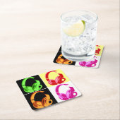 Vier kleuren Hoofdtelefoon Pop Kunsthoofd Telefoon Kartonnen Onderzetters (Insitu)