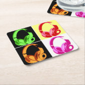 Vier kleuren Hoofdtelefoon Pop Kunsthoofd Telefoon Kartonnen Onderzetters (Schuin)