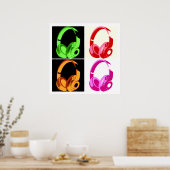 Vier kleuren Hoofdtelefoon Pop Kunsthoofd Telefoon Poster (Keuken)