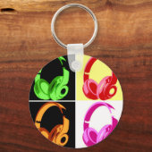 Vier kleuren Hoofdtelefoon Pop Kunsthoofd Telefoon Sleutelhanger (Voorkant)