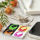 Vier kleuren Hoofdtelefoon Pop Kunsthoofd Telefoon Sleutelhanger (Voorkant Rechts)