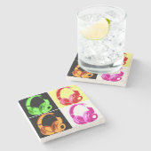 Vier kleuren Hoofdtelefoon Pop Kunsthoofd Telefoon Stenen Onderzetter (Zijkant)