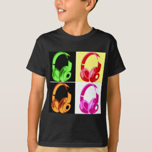 Vier kleuren Hoofdtelefoon Pop Kunsthoofd Telefoon T-shirt