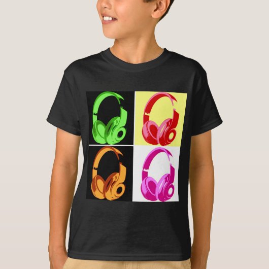 Vier kleuren Hoofdtelefoon Pop Kunsthoofd Telefoon T-shirt (Voorkant)