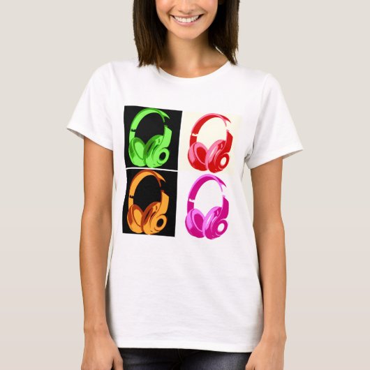 Vier kleuren Hoofdtelefoon Pop Kunsthoofd Telefoon T-shirt (Voorkant)