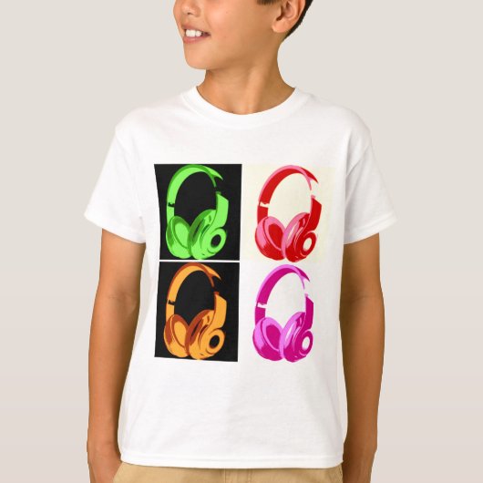 Vier kleuren Hoofdtelefoon Pop Kunsthoofd Telefoon T-shirt (Voorkant)