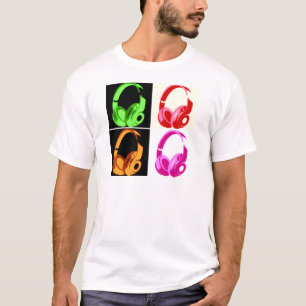 Vier kleuren Hoofdtelefoon Pop Kunsthoofd Telefoon T-shirt