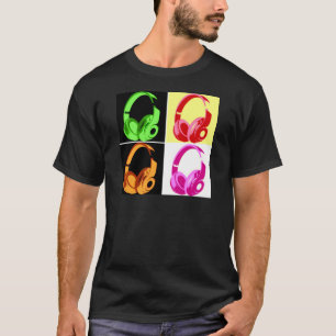 Vier kleuren Hoofdtelefoon Pop Kunsthoofd Telefoon T-shirt