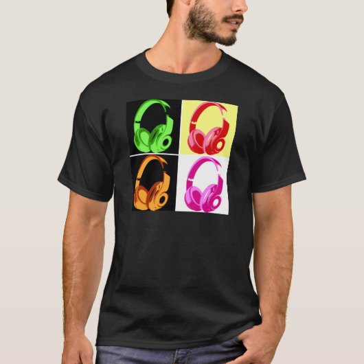 Vier kleuren Hoofdtelefoon Pop Kunsthoofd Telefoon T-shirt (Voorkant)