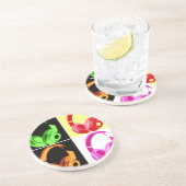 Vier kleuren Hoofdtelefoon Pop Kunsthoofd Telefoon Zandsteen Onderzetter (Zijkant)