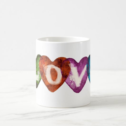 Vier kleuren Love Hearts Design Koffiemok (Center)