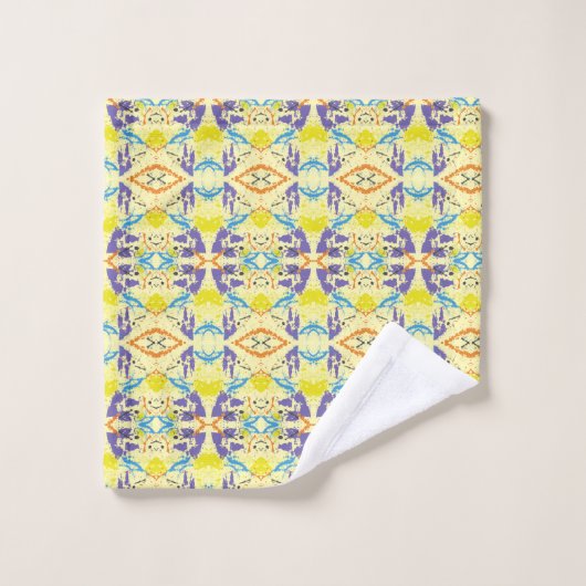 Vier kleuren op geel bad handdoek (Wasdoekje)