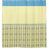 Vier kleuren op geel douchegordijn (Voorkant)