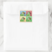 Vier kleuren parkiet met Rozen ringen Vierkante Sticker (Tas)