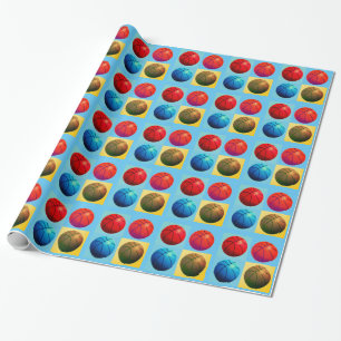 Vier kleuren Pop Art Basketbal Cadeaupapier