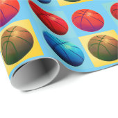Vier kleuren Pop Art Basketbal Cadeaupapier (Rol Hoek)