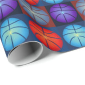 Vier kleuren Pop Art Basketbal Cadeaupapier (Rol Hoek)