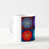 Vier kleuren Pop Art Basketbal Koffiemok (Voorkant links)