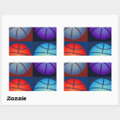 Vier kleuren Pop Art Basketbal Rechthoekige Sticker (Vel)