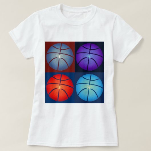 Vier kleuren Pop Art Basketbal T-shirt (Design voorkant)