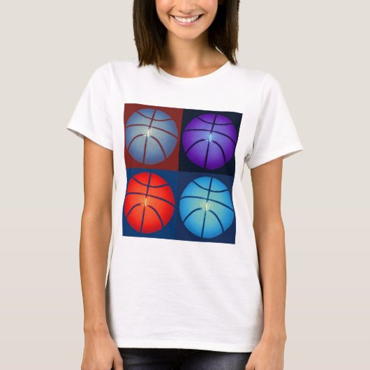 Vier kleuren Pop Art Basketbal T-shirt (Voorkant)