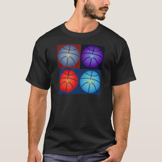 Vier kleuren Pop Art Basketbal T-shirt (Voorkant)