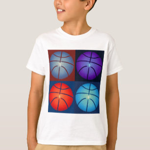 Vier kleuren Pop Art Basketbal T-shirt