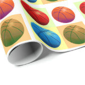 Vier kleuren Pop Art Basketbal Wrapping Papier (Rol Hoek)