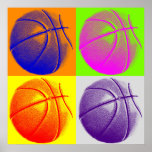 Vier kleuren Pop Art Basketball Retro Style Poster<br><div class="desc">Klassieke Pop Kunstsport Posters</div>