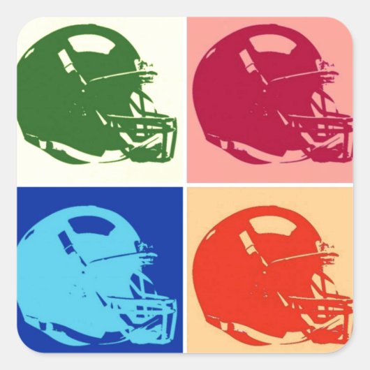 Vier kleuren Pop Art Football Helm Sticker (Voorkant)