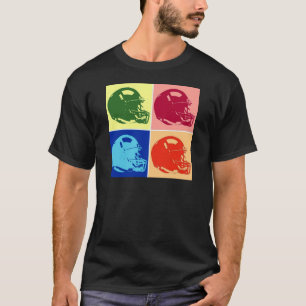 Vier kleuren Pop Art Football Helm T-shirt