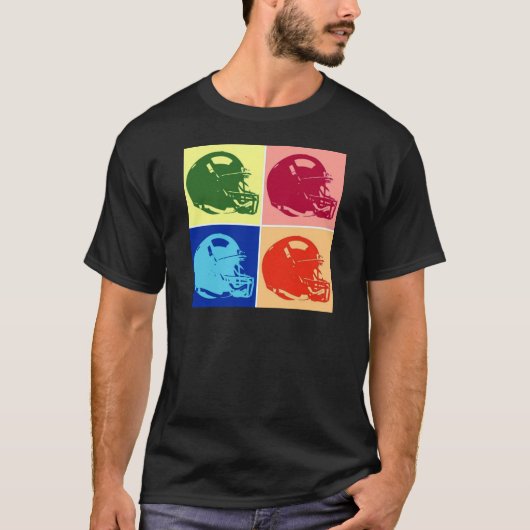 Vier kleuren Pop Art Football Helm T-shirt (Voorkant)