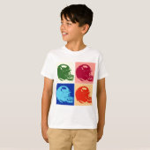 Vier kleuren Pop Art Football Helm T-shirt (Voorkant volledig)