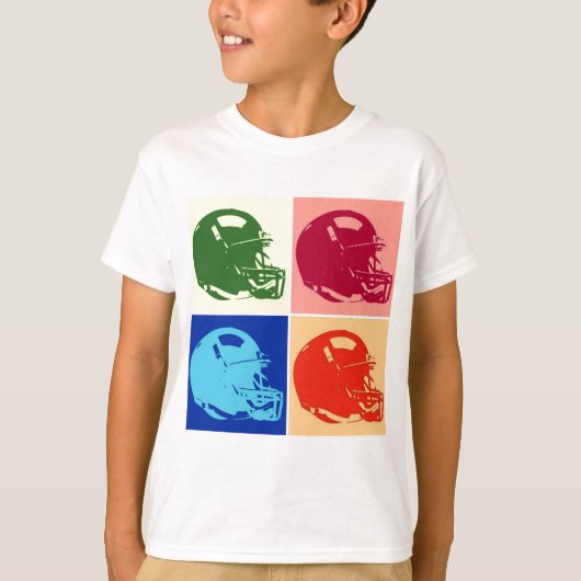 Vier kleuren Pop Art Football Helm T-shirt (Voorkant)