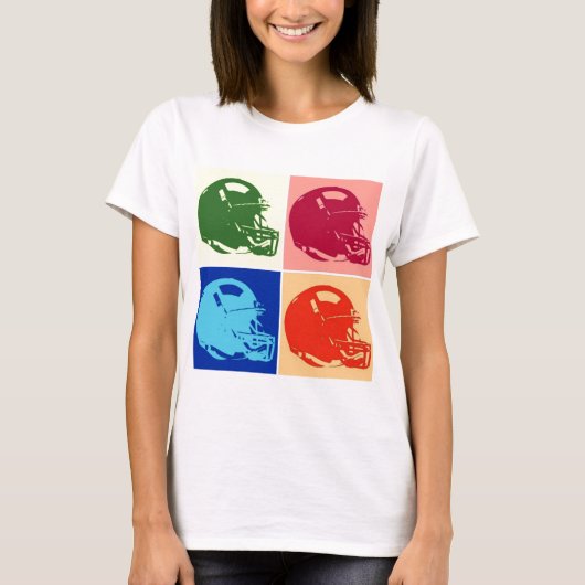 Vier kleuren Pop Art Football Helm T-shirt (Voorkant)