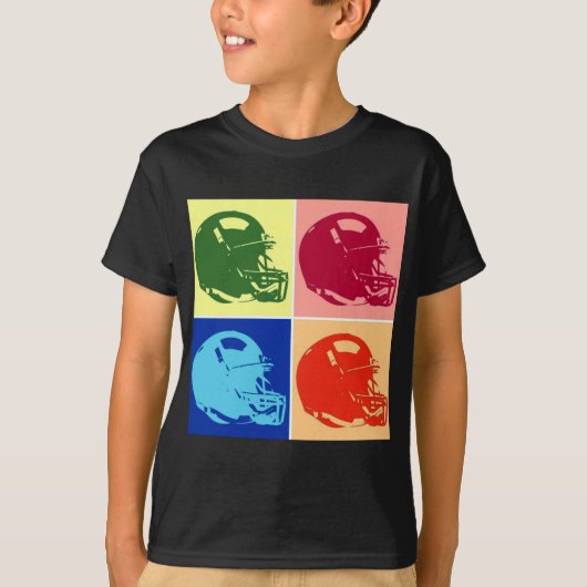 Vier kleuren Pop Art Football Helm T-shirt (Voorkant)