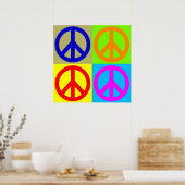 Vier kleuren Pop Art Peace Sign Poster (Keuken)