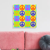 Vier kleuren Pop Art Peace Sign Wrapped Canvas (Insitu (Woonkamer))