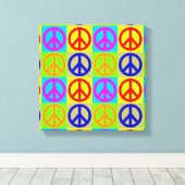 Vier kleuren Pop Art Peace Sign Wrapped Canvas Afdruk (Insitu (Houten vloer))